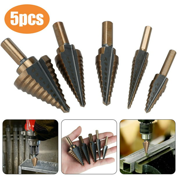 5Pcs HSS Cobalt Hole Large Metal Step Drill Bit Set Titanium Cutter Cone 50 Size